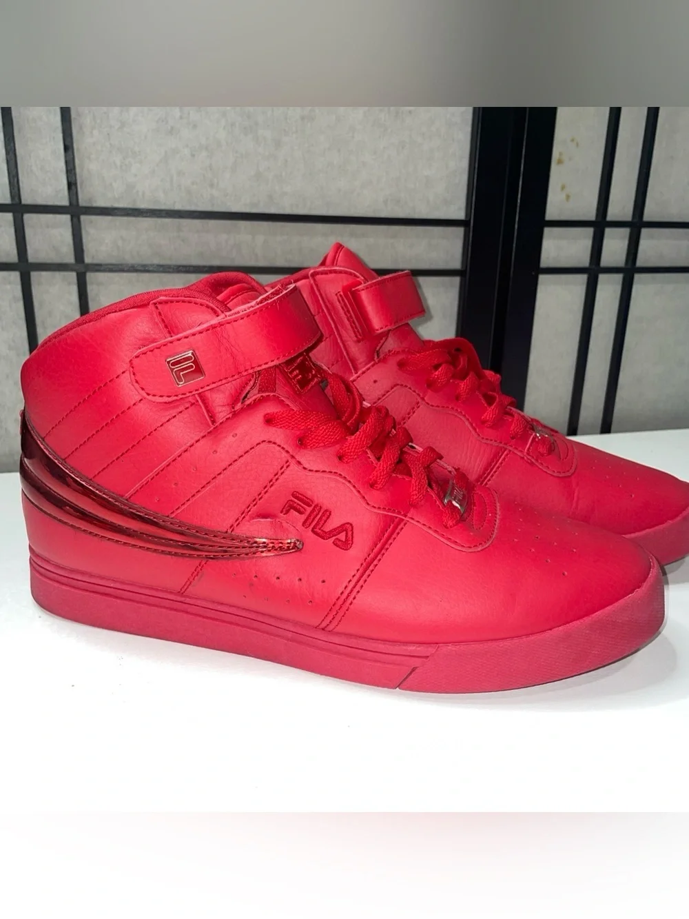 FILA Vulc 13 Chrome All Red High Top Men's Size 10.5 - Like New!